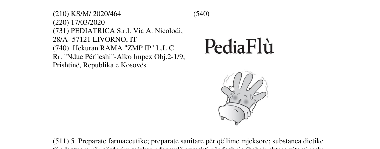 Zëri i markës PEDIA FLU në buletin