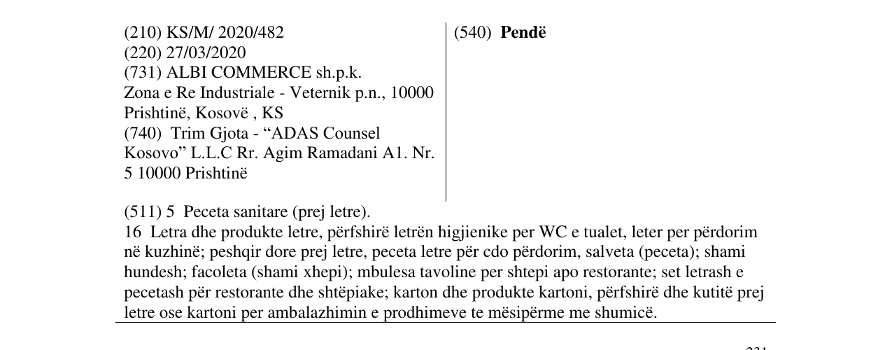 Zëri i markës Pendë në buletin