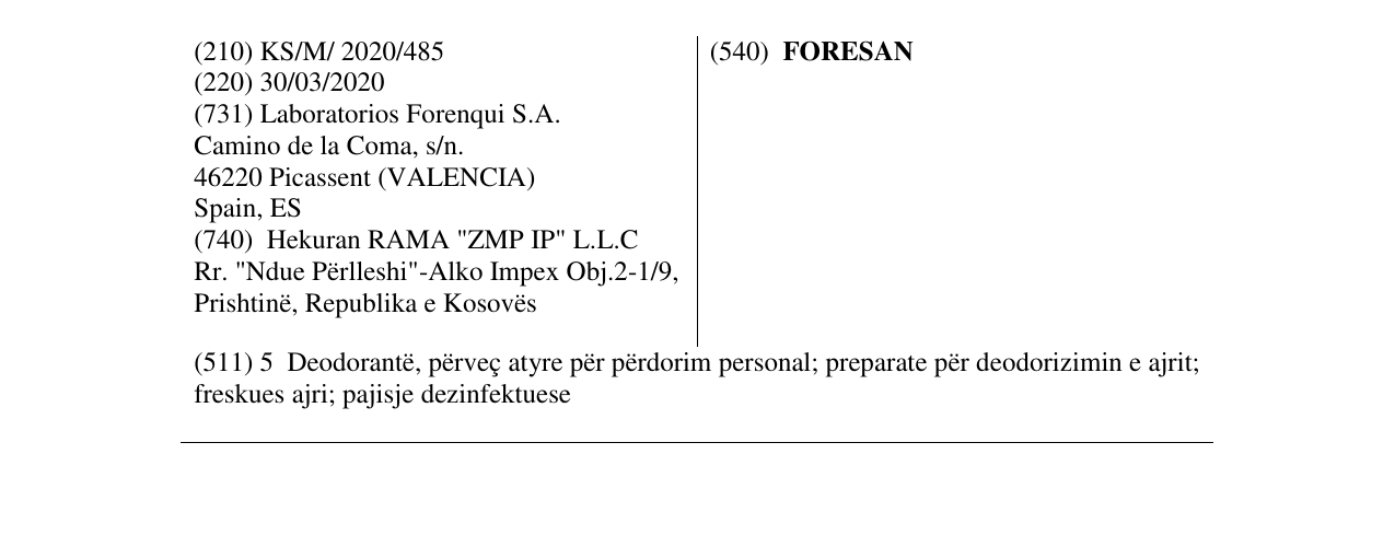 Zëri i markës FORESAN në buletin