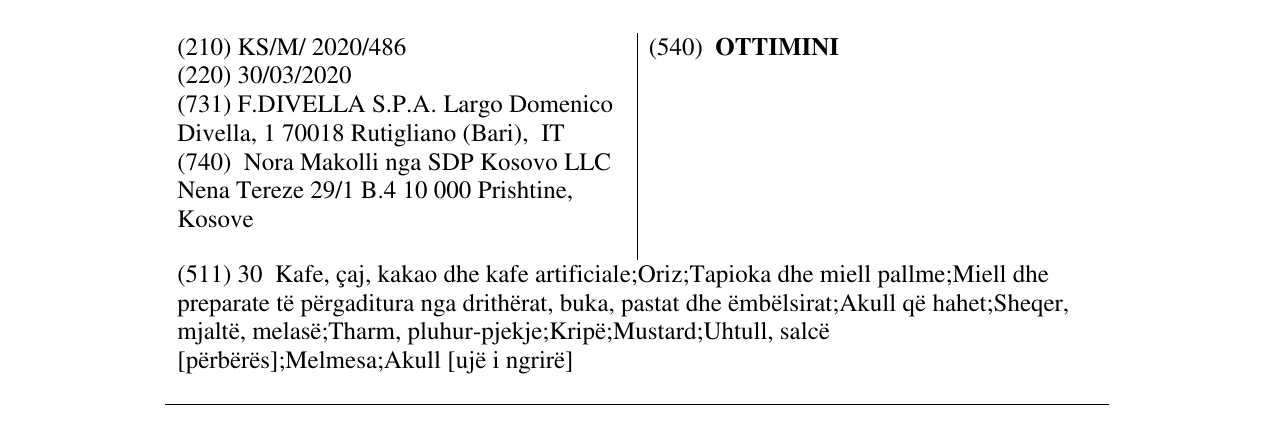 Zëri i markës OTTIMINI në buletin