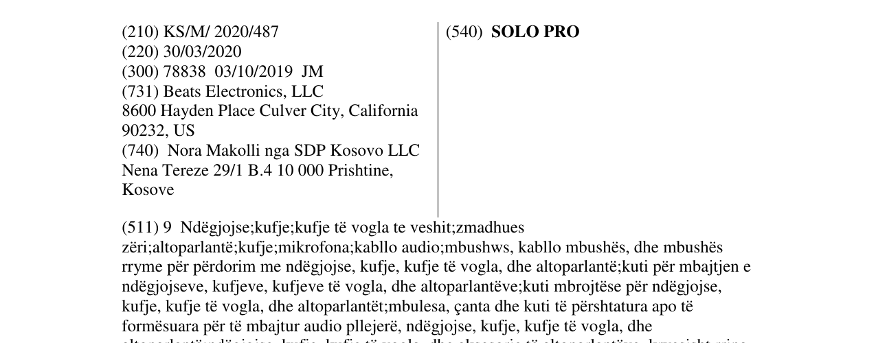 Zëri i markës SOLO PRO në buletin