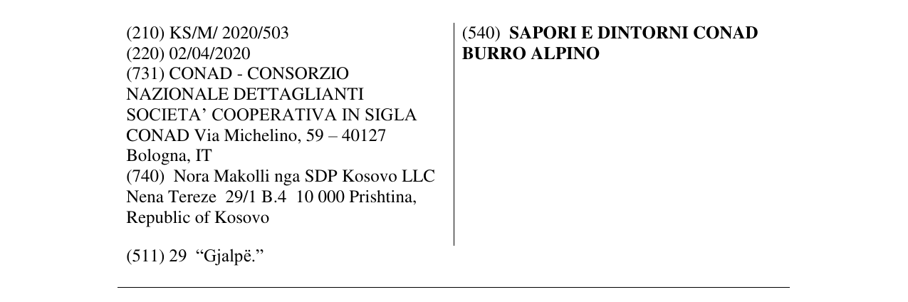 Zëri i markës SAPORI E DINTORNI CONAD BURRO ALPINO në buletin