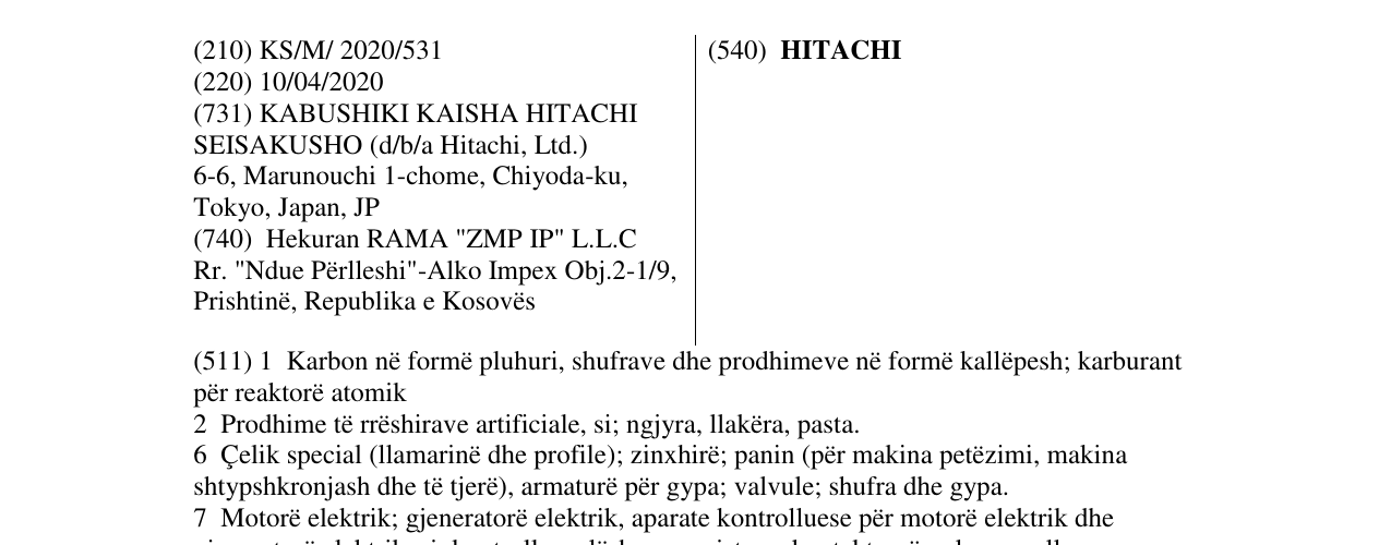 Zëri i markës HITACHI në buletin