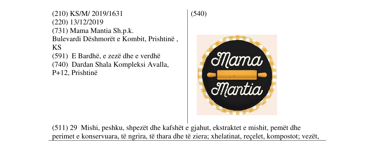 Zëri i markës mama mantia në buletin