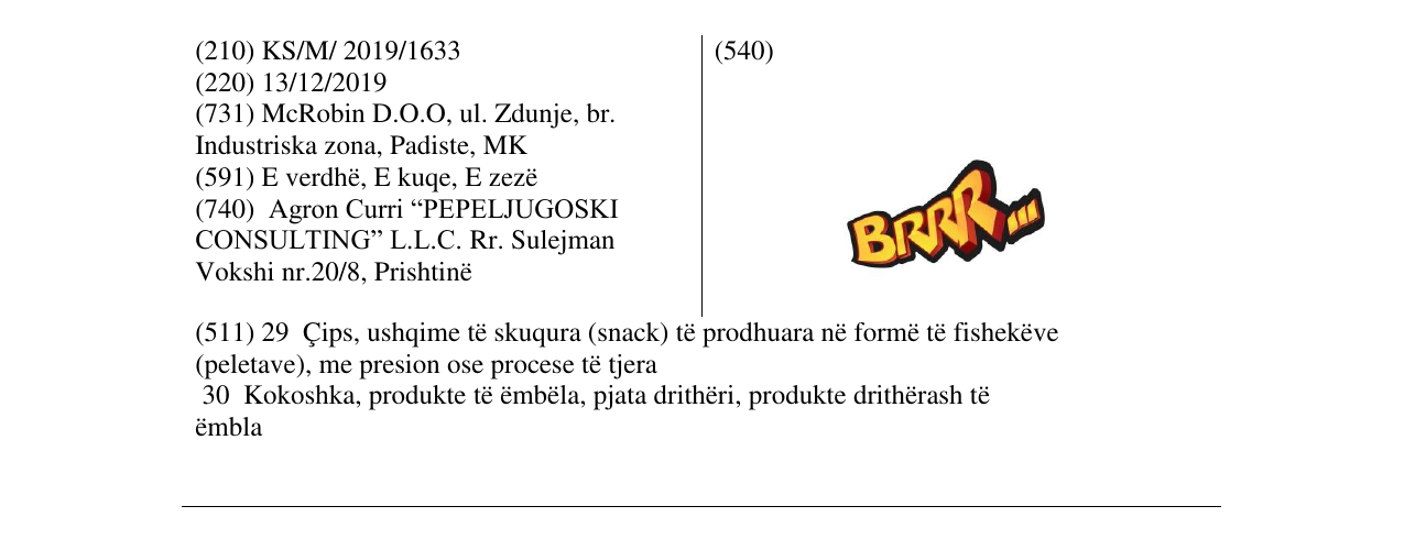 Zëri i markës BRRR në buletin