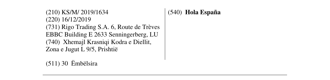Zëri i markës Hola España në buletin