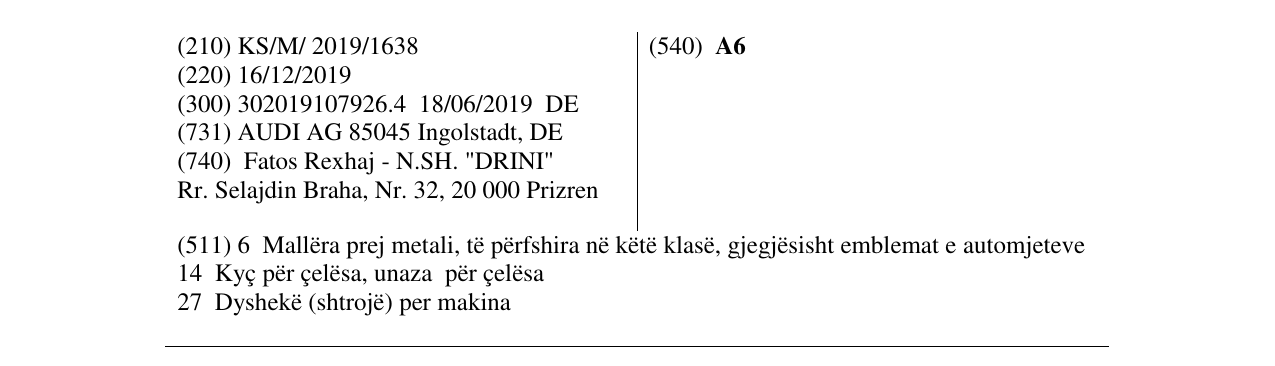 Zëri i markës A6 në buletin