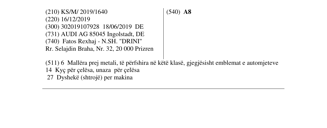 Zëri i markës A8 në buletin