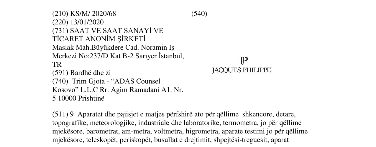 Zëri i markës JACQUES PHILIPPE në buletin