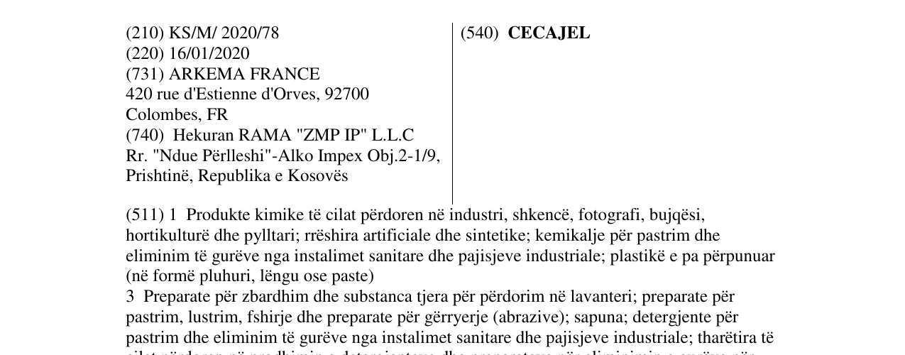 Zëri i markës CECAJEL në buletin