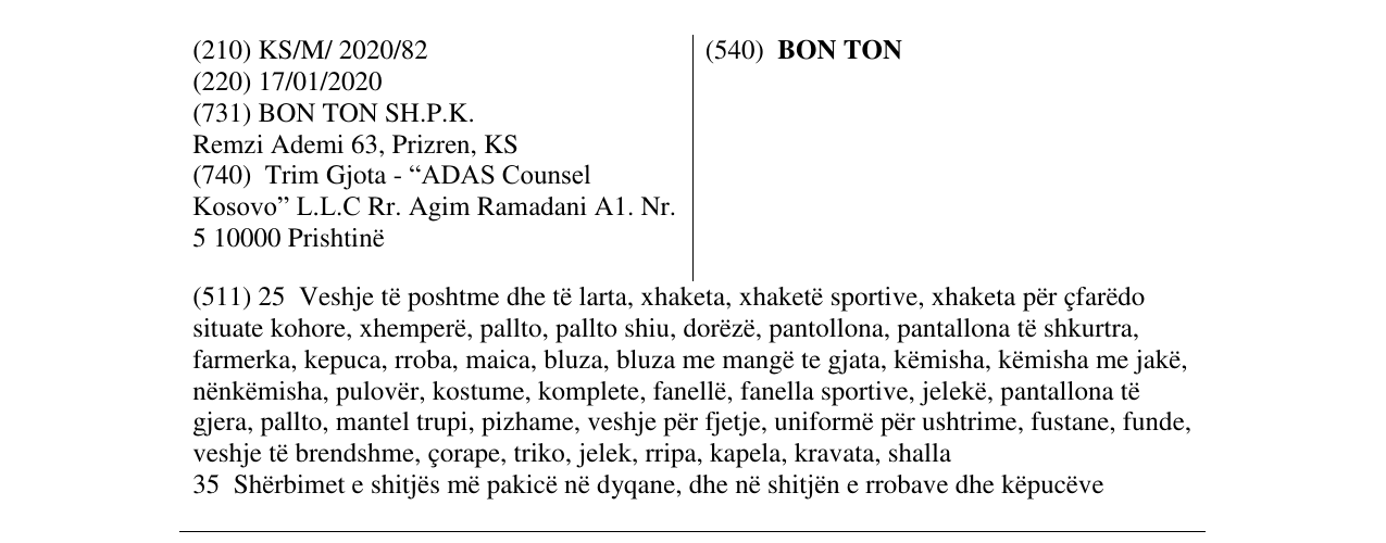 Zëri i markës BON TON në buletin