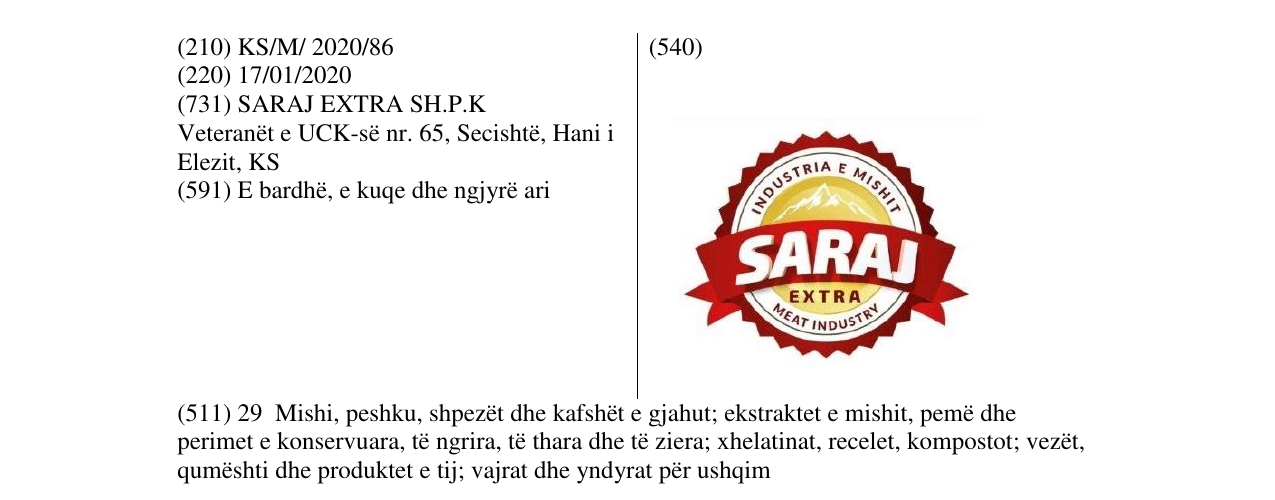 Zëri i markës SARAJ në buletin