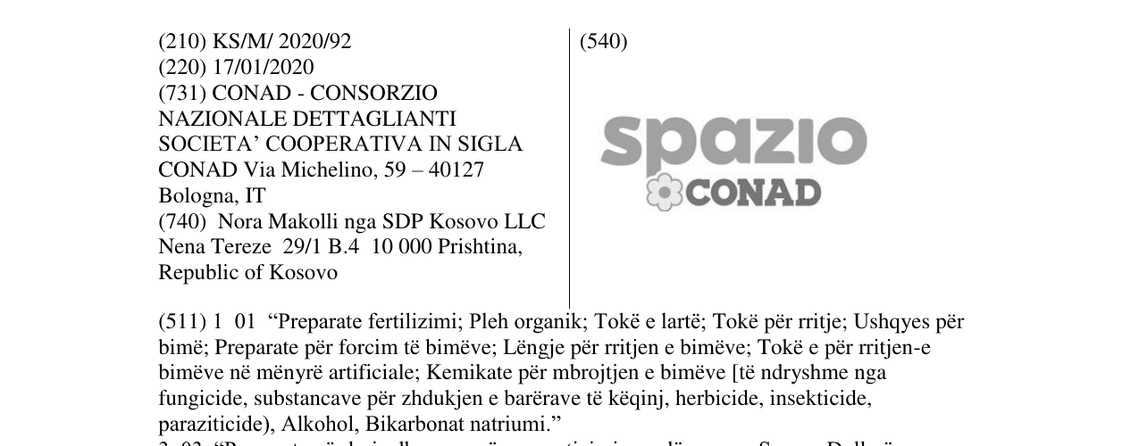 Zëri i markës spazio CONAD në buletin