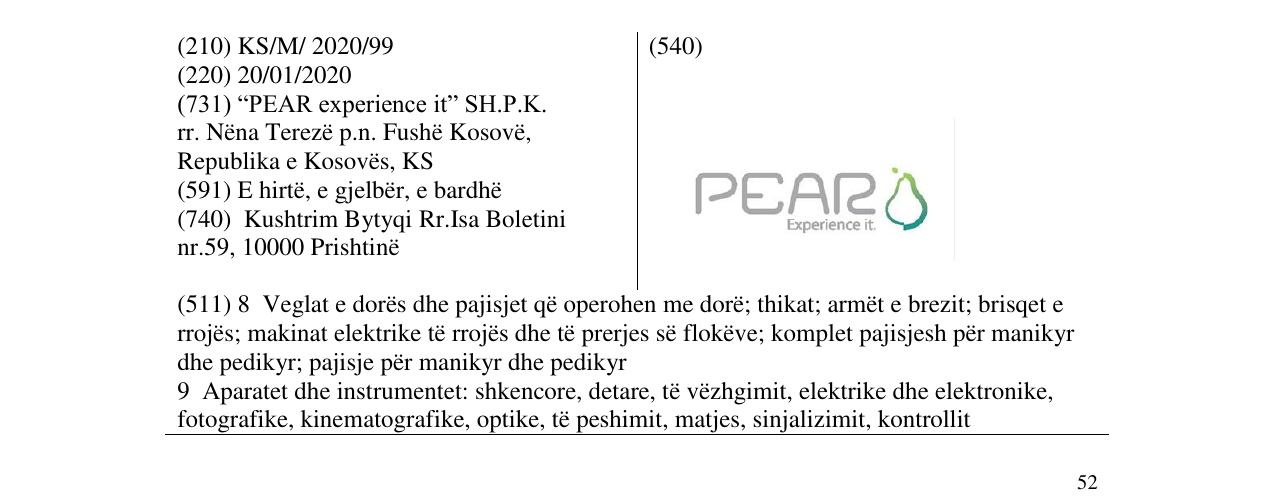Zëri i markës PEAR në buletin