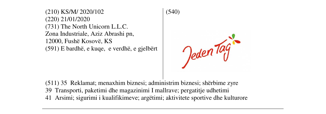 Zëri i markës Jeden Tag në buletin