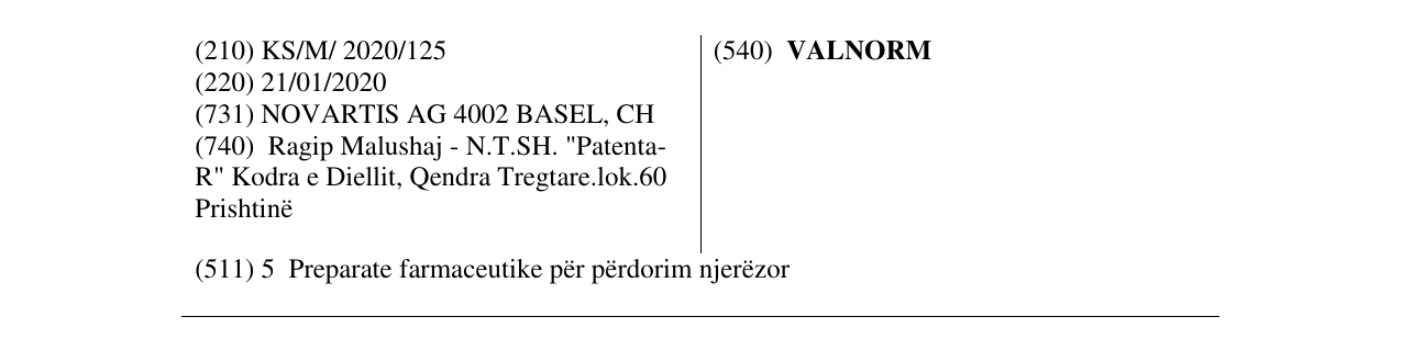 Zëri i markës VALNORM në buletin
