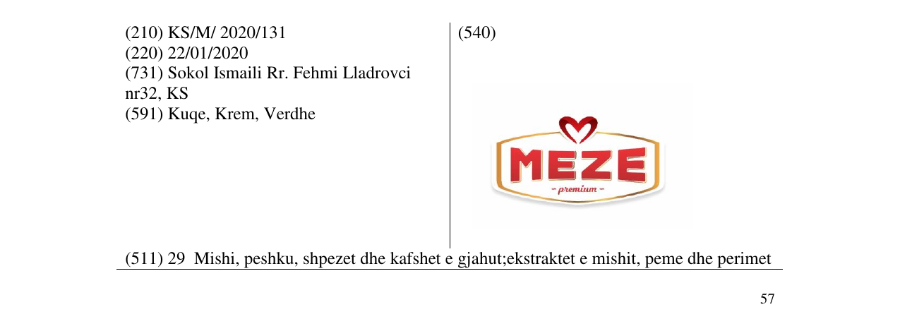 Zëri i markës MEZE në buletin
