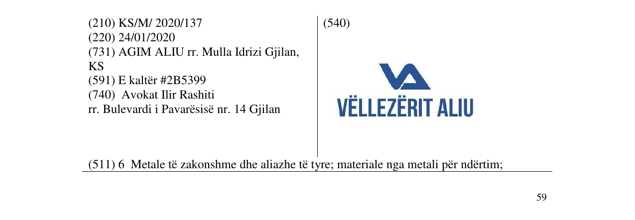 Zëri i markës VËLLEZËRIT ALIU në buletin