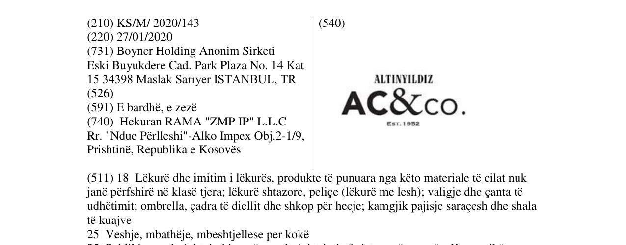 Zëri i markës AC&co. në buletin