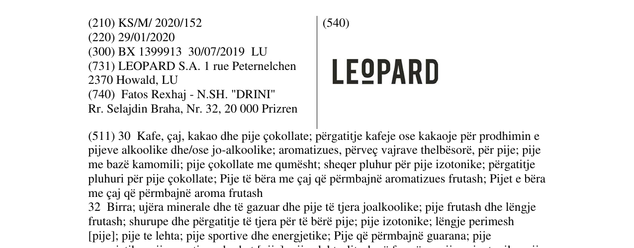Zëri i markës LEOPARD në buletin