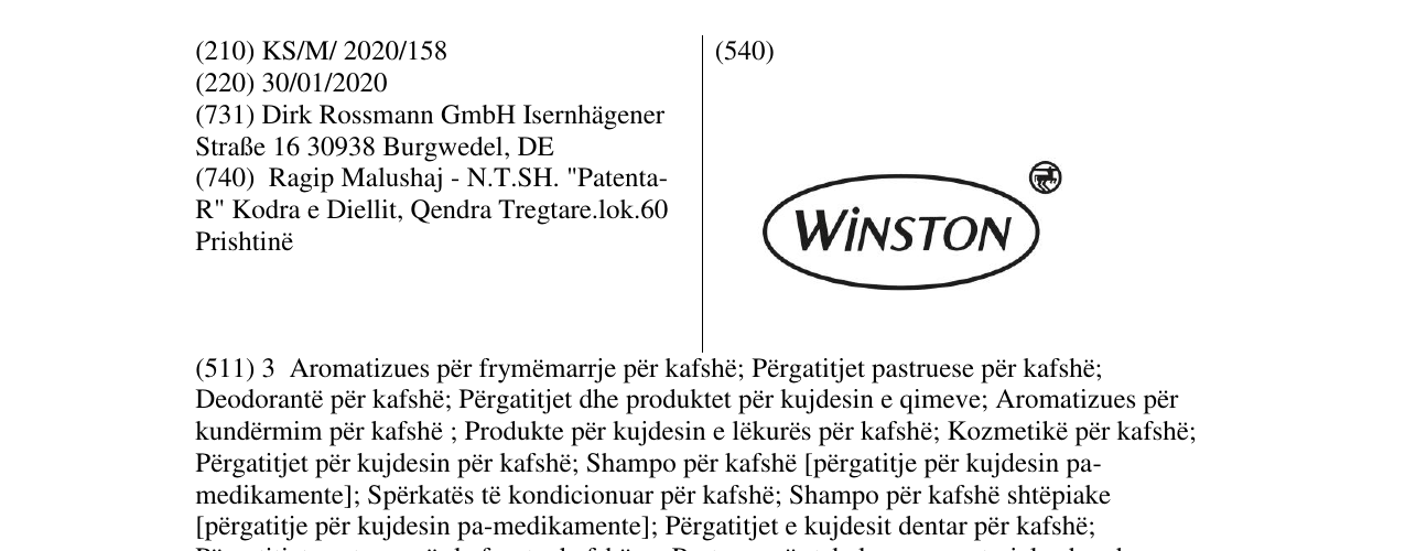 Zëri i markës WINSTON në buletin