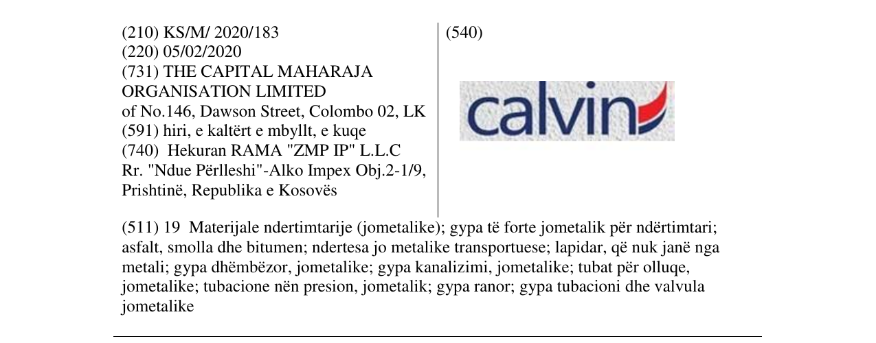 Zëri i markës calvin në buletin