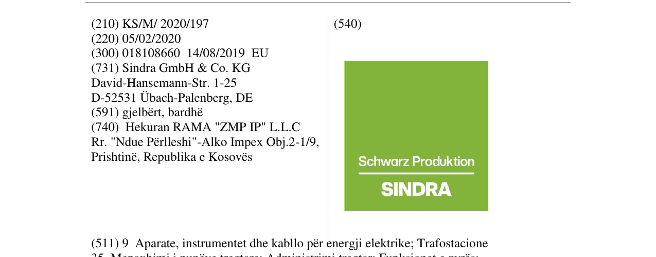 Zëri i markës SINDRA në buletin