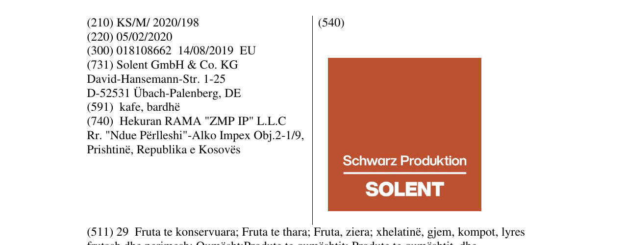 Zëri i markës SOLENT në buletin