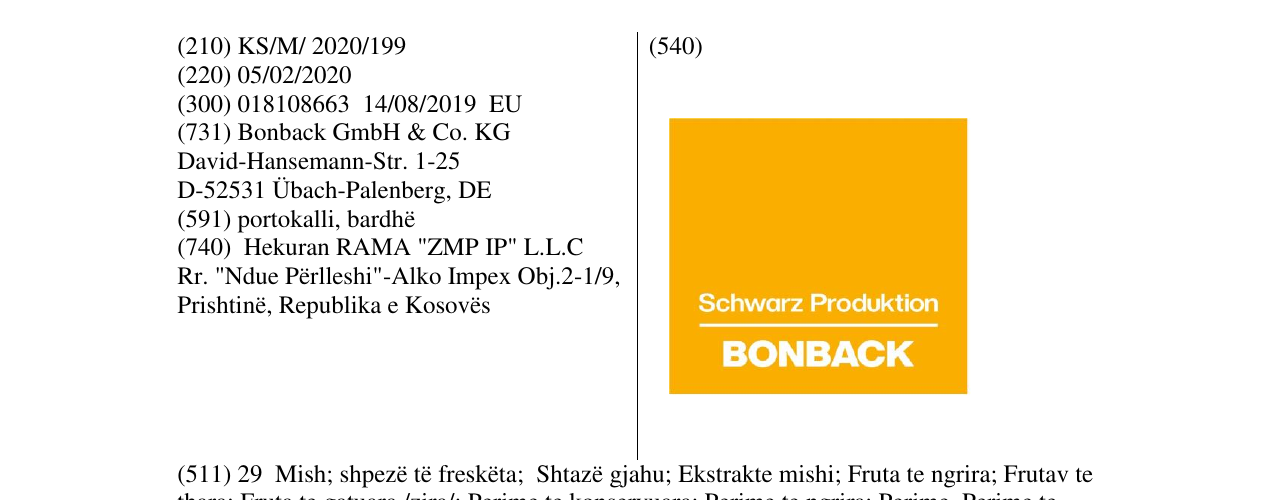 Zëri i markës BONBACK në buletin