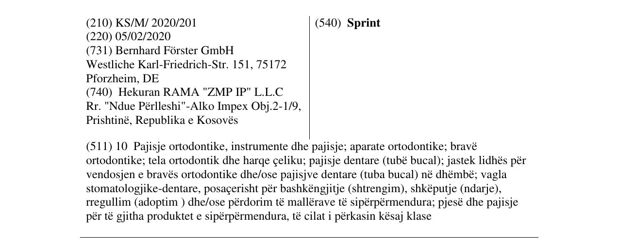 Zëri i markës Sprint në buletin