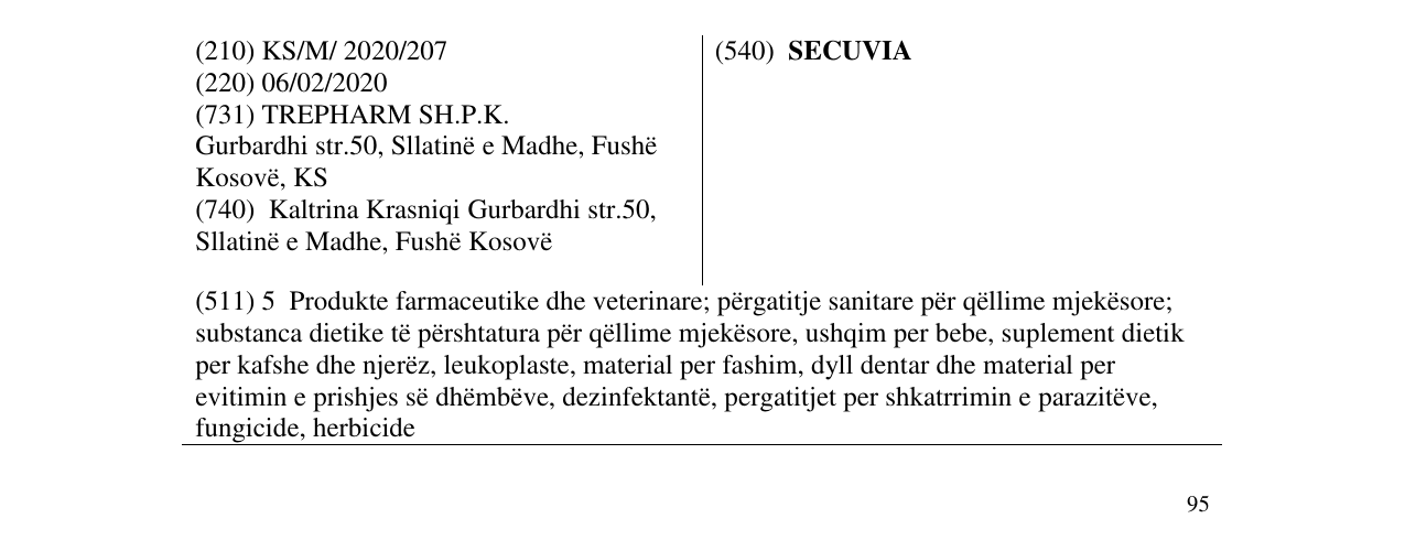 Zëri i markës SECUVIA në buletin
