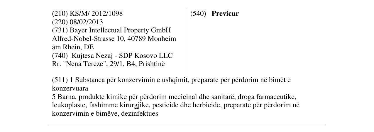 Zëri i markës Previcur në buletin