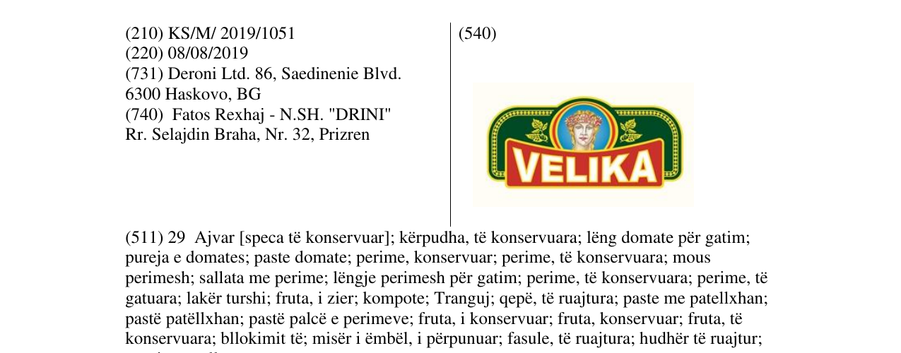 Zëri i markës VELIKA në buletin