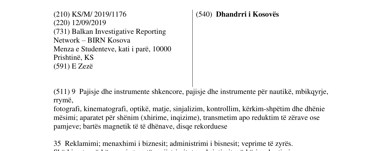 Zëri i markës Dhandrri i Kosovës në buletin
