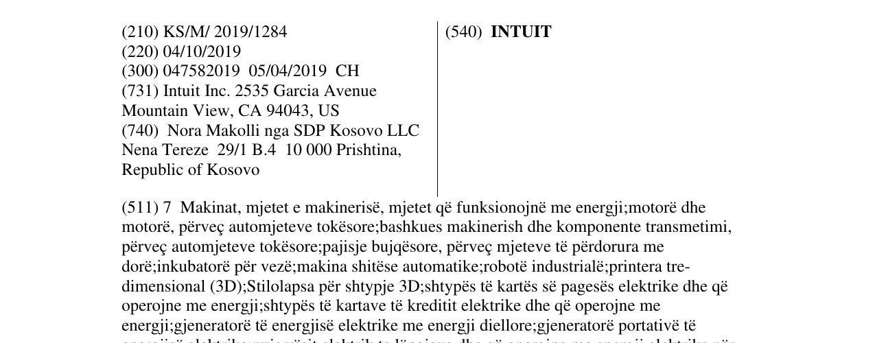 Zëri i markës INTUIT në buletin