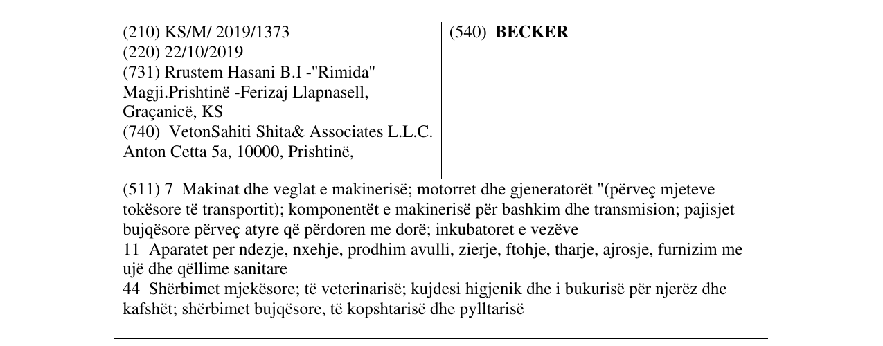 Zëri i markës BECKER në buletin