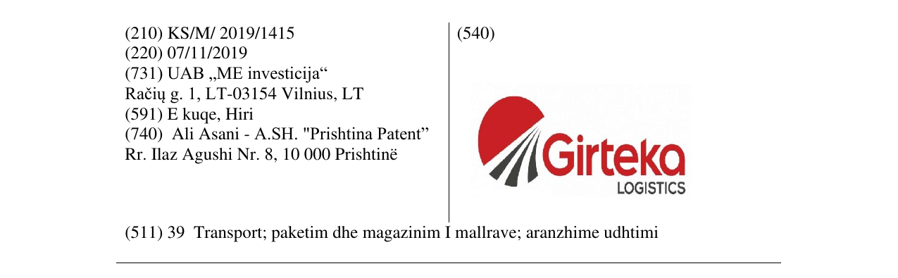 Zëri i markës Girteka LOGISTICS në buletin
