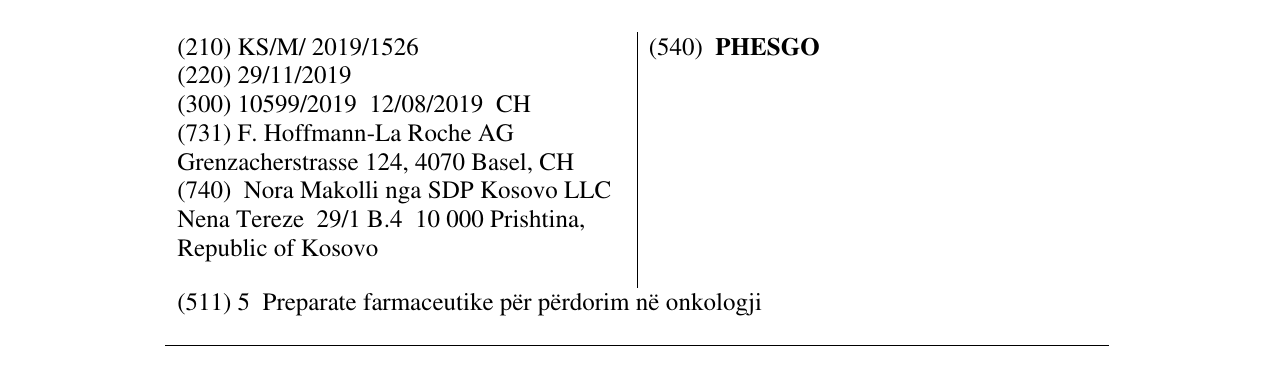 Zëri i markës PHESGO në buletin