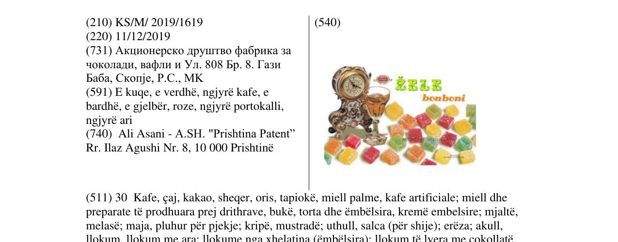 Zëri i markës ZELE bonboni në buletin