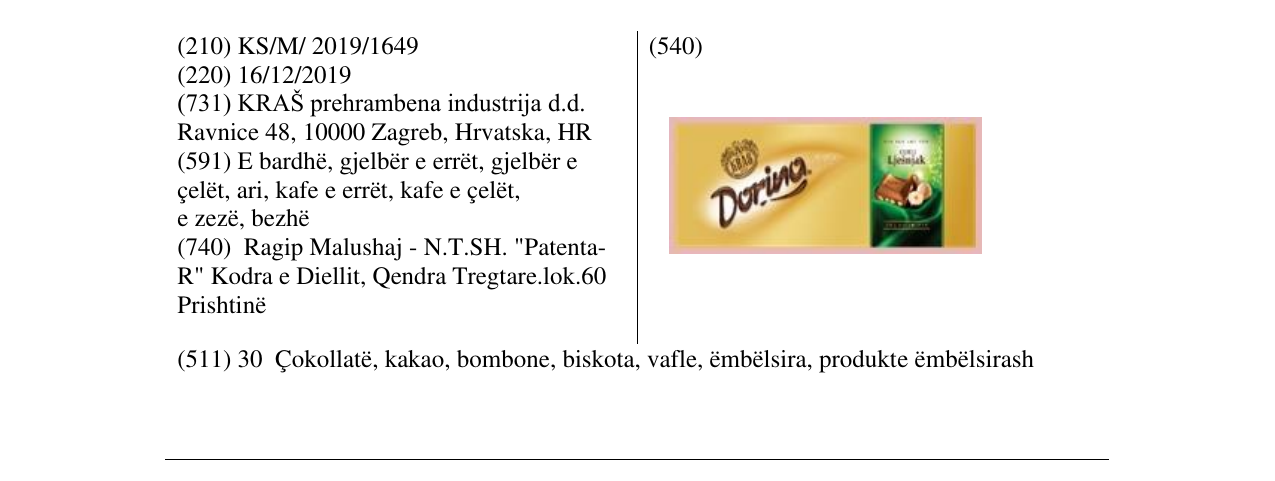 Zëri i markës Dorina në buletin