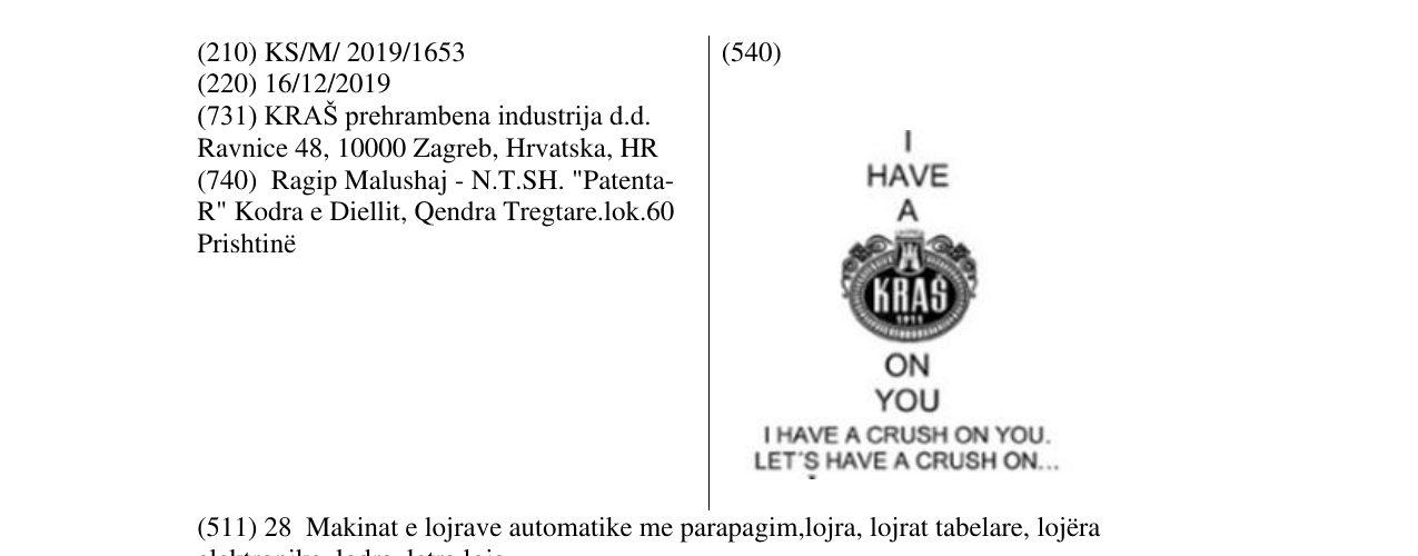 Zëri i markës I HAVE A CRUSH ON YOU në buletin
