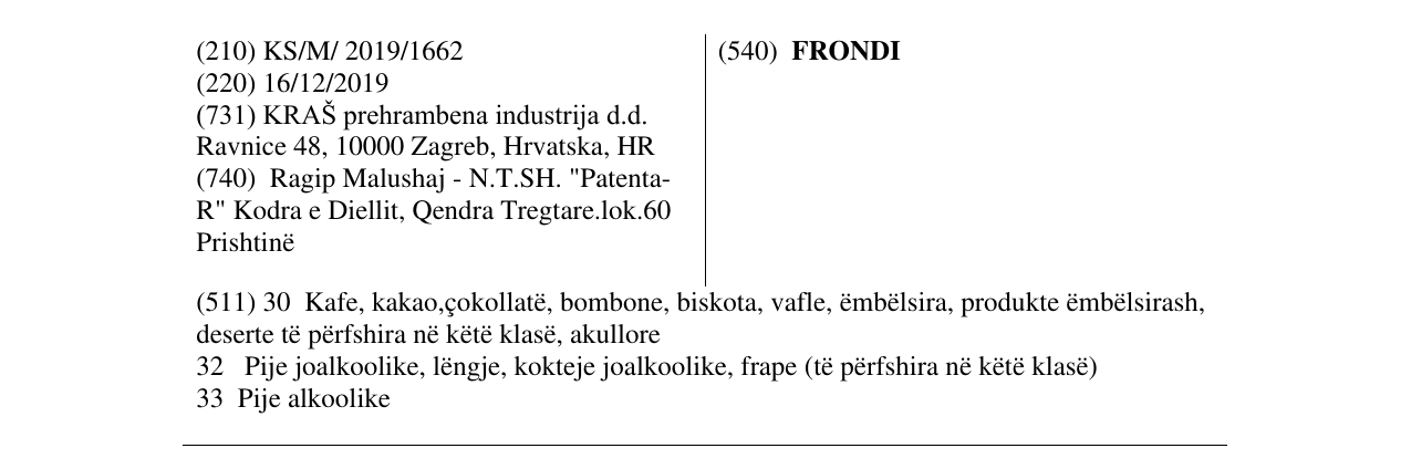 Zëri i markës FRONDI në buletin