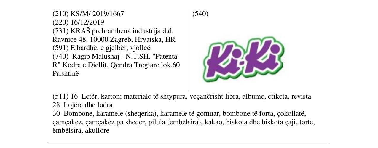 Zëri i markës Ki-Ki në buletin