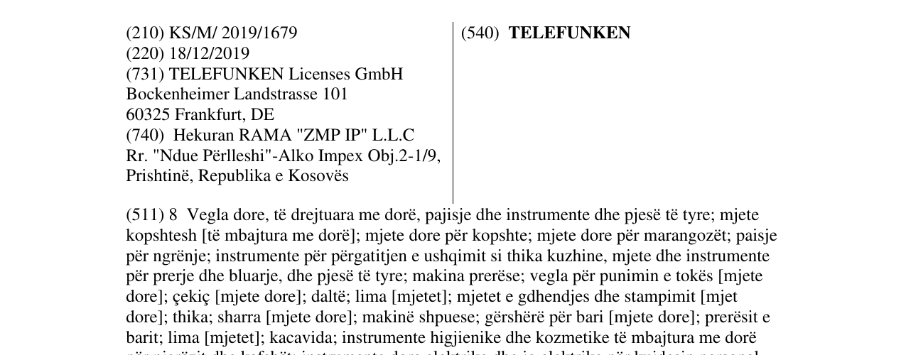 Zëri i markës TELEFUNKEN në buletin