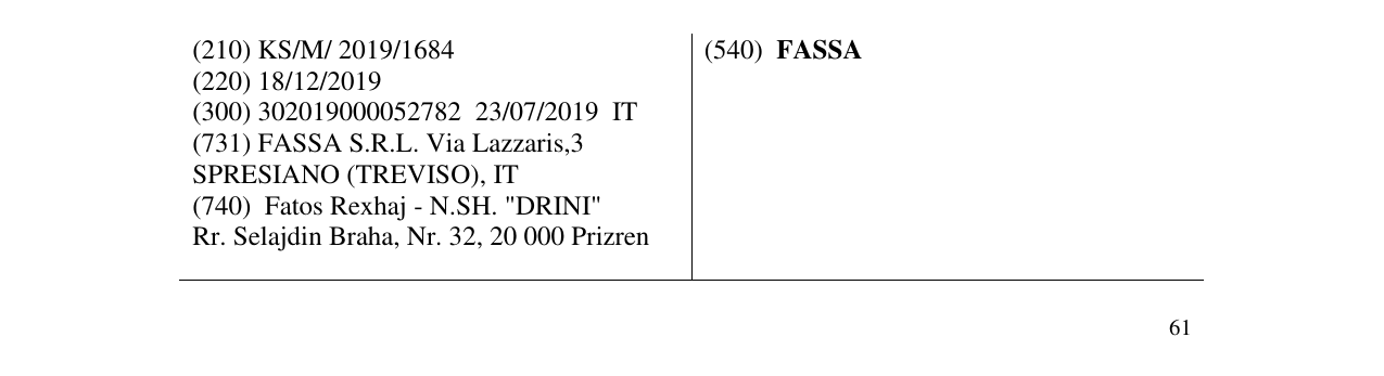 Zëri i markës FASSA në buletin