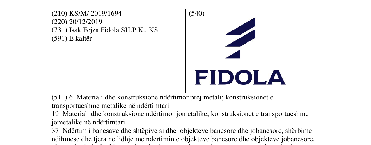 Zëri i markës FIDOLA në buletin