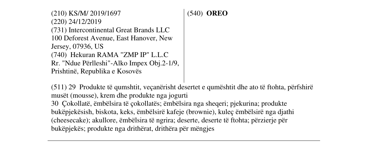 Zëri i markës OREO në buletin