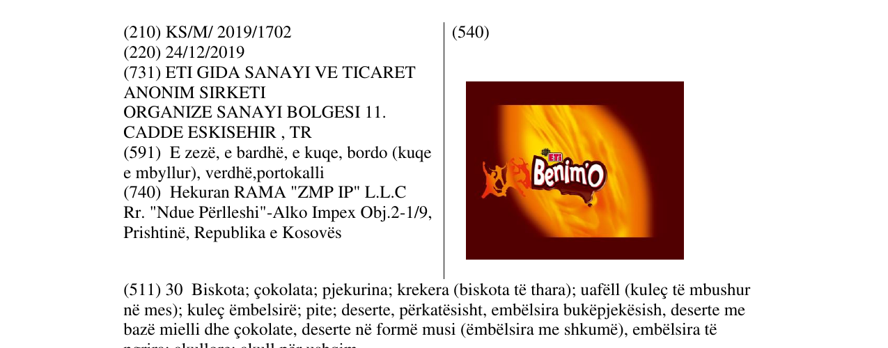 Zëri i markës Eti Benim'o në buletin