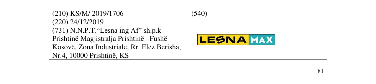 Zëri i markës LESNAMAX në buletin