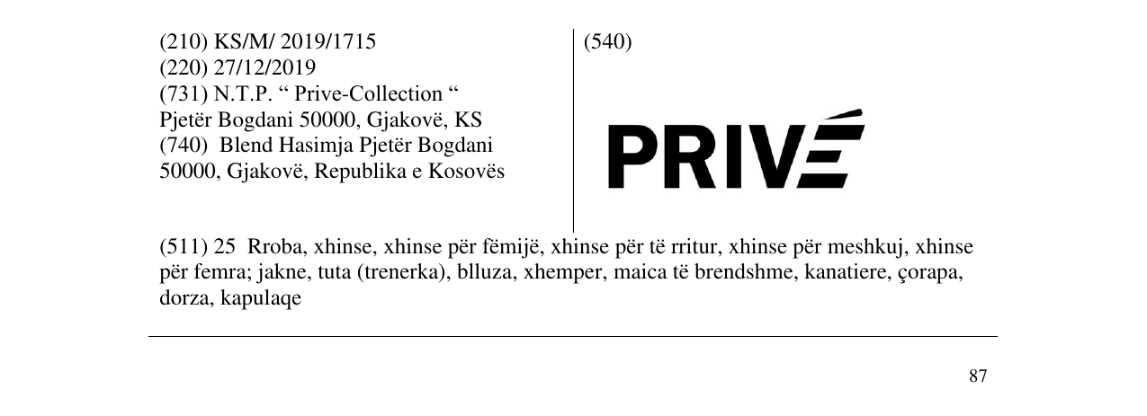 Zëri i markës PRIVE në buletin